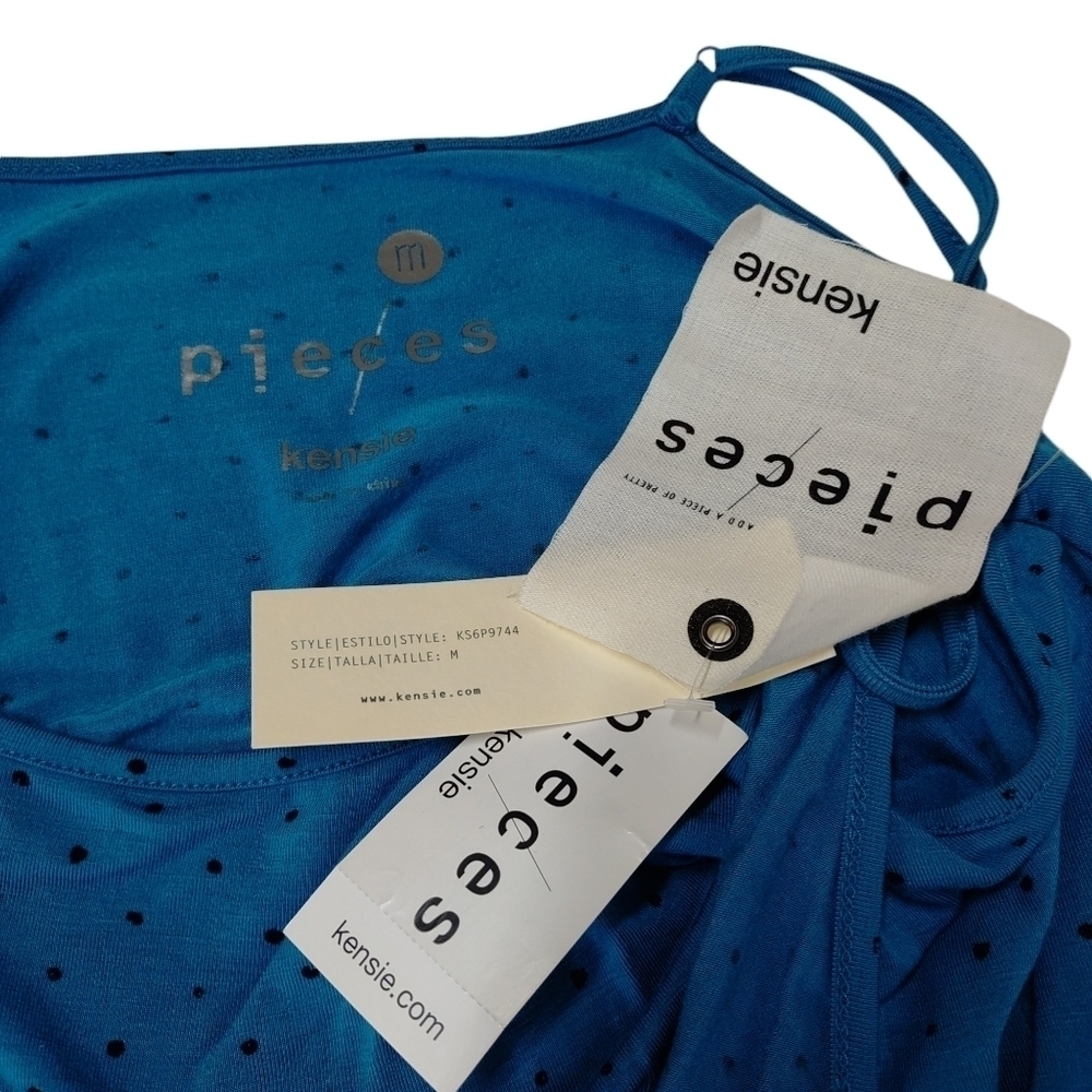 Pieces Kenzie Dress Women's Blue Black Dot Size M NWT - Picture 5 of 7